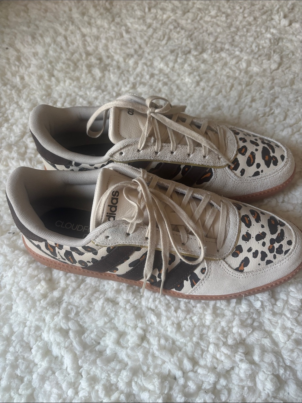 adidas Women’s Cream & Leopard Accent Sneakers